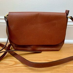 Fossil Harper Brown Leather Flap Crossbody Bag